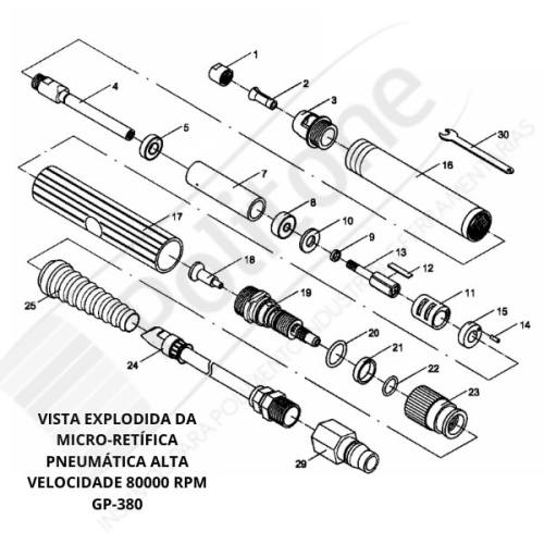 Peça Reposição Micro Retífica Pneumática Alta Velocidade 80.000 RPM GP380
