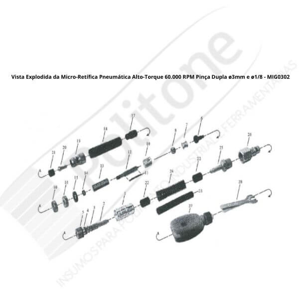 Peças de Reposição da Micro-Retífica Pneumática MIG0302
