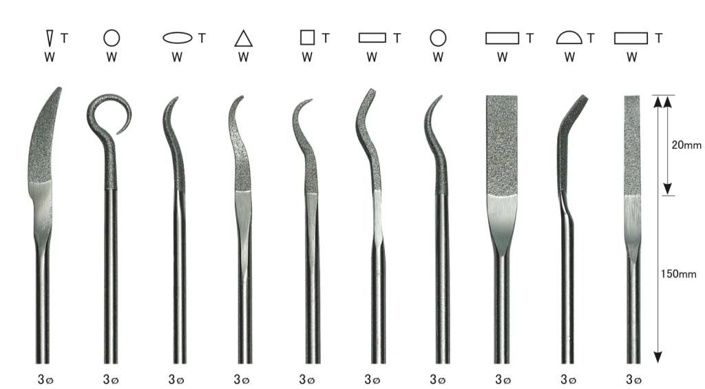 Tabela Kit Limas Diamantadas Rifflers (Curvas) 140mm C/ 10 Peças - LDRi-150S