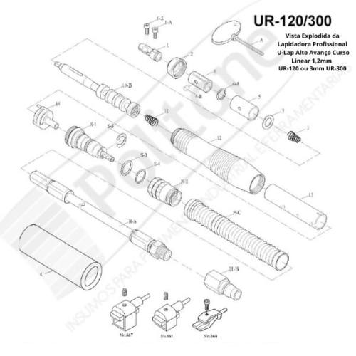 Peça Reposição Lapidadora Profissional U-Lap Alto Avanço Curso Linear UR120 e UR300