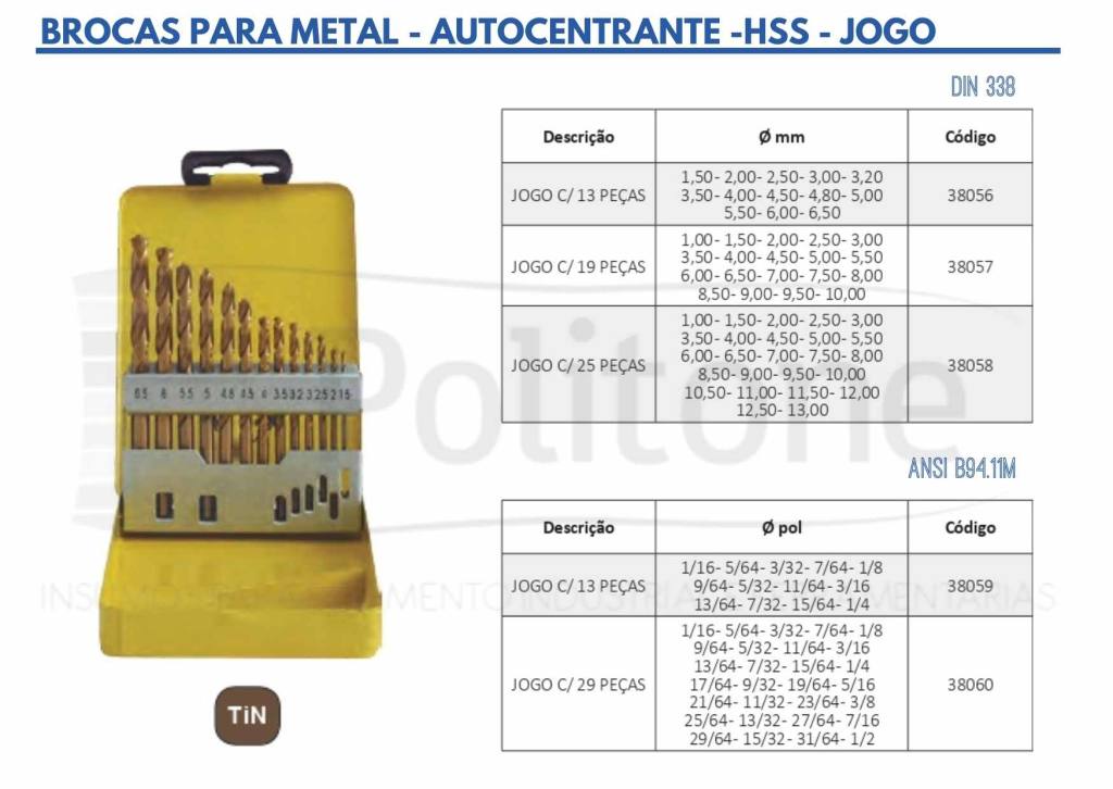 Jogo de Brocas Para Metal Autocentrante HSS